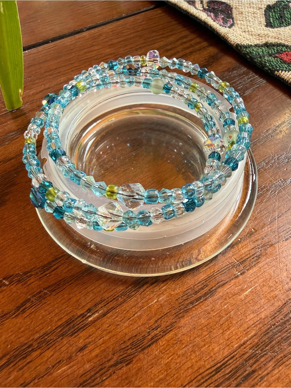 Blue Crystal Beaded Wrap Bracelet